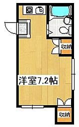 ヴィラ新町 1階ワンルームの間取り