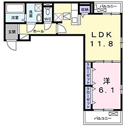 フォレスト光明池 1LDKの間取図画像