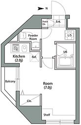 シャンブリーズ御茶ノ水 5階ワンルームの間取り