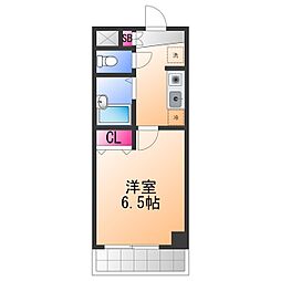アントワープなかもず 1Kの間取図画像