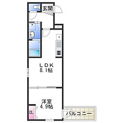フジパレス高石3番館 1LDKの間取図画像