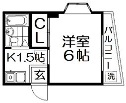 ハーモニーヒルズ下島 1Kの間取図画像