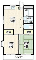 エステート昭島 3階2LDKの間取り