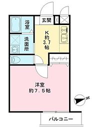 ラテルネ中野本町 3階1Kの間取り