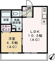 ブリリアンス根岸 1LDKの間取図画像