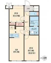 Liberte沼袋 1階2LDKの間取り