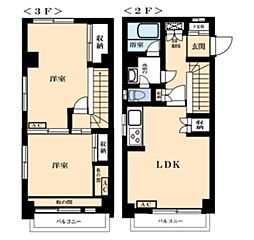 サンライズ根津 2LDKの間取図画像