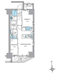 ルフォンプログレ上野稲荷町 3階2LDKの間取り