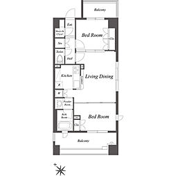 グレースレジデンス東京 7階2LDKの間取り