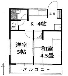コーポグリーン 2Kの間取図画像