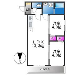 Tio Grace 2LDKの間取図画像