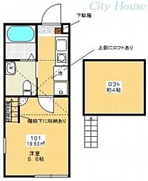 京王相模原線 多摩境駅 徒歩11分の賃貸アパート 1階1Kの間取り