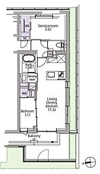 イプセ白金台 1階1SLDKの間取り