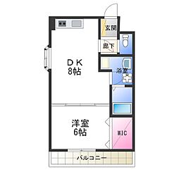 バスキア 3階1LDKの間取り
