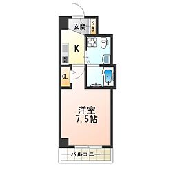 ラシーヌ天王寺町南 1Kの間取図画像