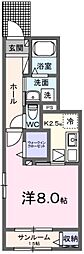 プラシードIII 1階1Kの間取り