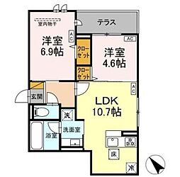 DーClair 2LDKの間取図画像