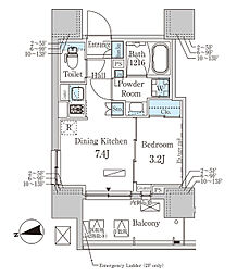 パークアクシス赤塚 1101 11階1DKの間取り