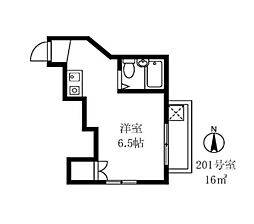 パールハイツ ワンルームの間取図画像