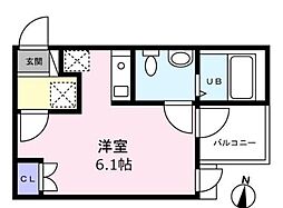 ベイルーム長後 ワンルームの間取図画像