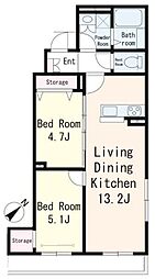 練馬区東大泉7丁目マンション 2LDKの間取図画像