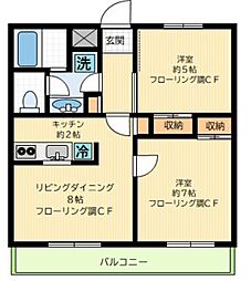 リバーサイド永福EAST 2LDKの間取図画像