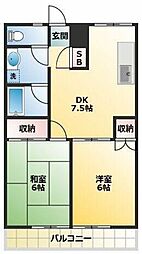エクセルねり善 2DKの間取図画像