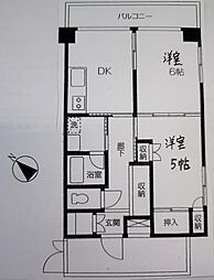 カプリーヌ栄 2DKの間取図画像