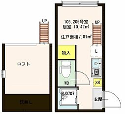アプリシエイト本駒込 1階ワンルームの間取り