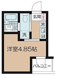 QUPS EKODA 1階1Kの間取り
