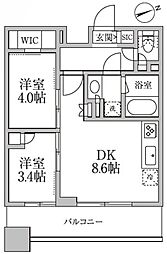 レジディア新御徒町2 2DKの間取図画像