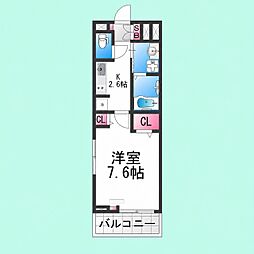 サンライズメゾン 1Kの間取図画像