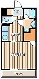 ベルコリーヌII 1階1Kの間取り
