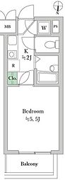 ルーブル都立大学 1Kの間取図画像