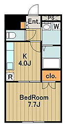 京王相模原線 京王堀之内駅 徒歩12分の賃貸アパート 2階1Kの間取り