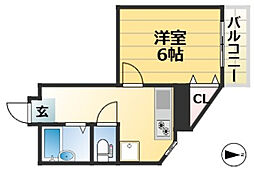 シティーハイツ二宮 1DKの間取図画像