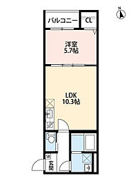 阪神本線 杭瀬駅 徒歩10分の賃貸アパート 2階1LDKの間取り