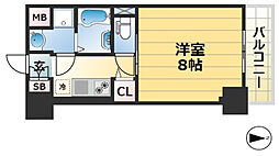 レジデンス三宮東GROU5 1Kの間取図画像
