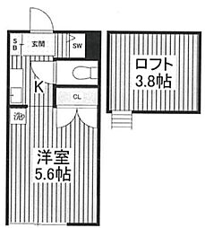 リバーハイツ2 ワンルームの間取図画像