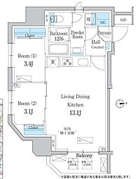 デュオフラッツ浅草田原町ネスト 2LDKの間取図画像
