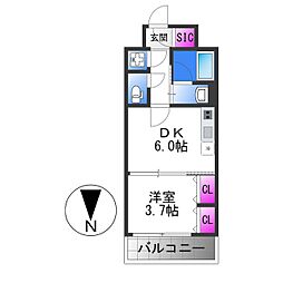 パラゴン布施駅前 1DKの間取図画像