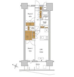 RJRプレシア東十条ガーデン 11階2LDKの間取り