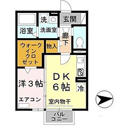 モナリエａｎ 1階1DKの間取り