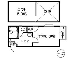 フレール姪浜 1Kの間取図画像