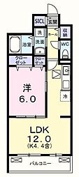 キー ウェスト 1LDKの間取図画像