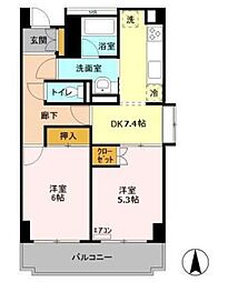 アーバンエクセル蘇我 2DKの間取図画像