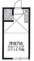 京急大師線 川崎大師駅 徒歩6分の賃貸アパート 1階ワンルームの間取り