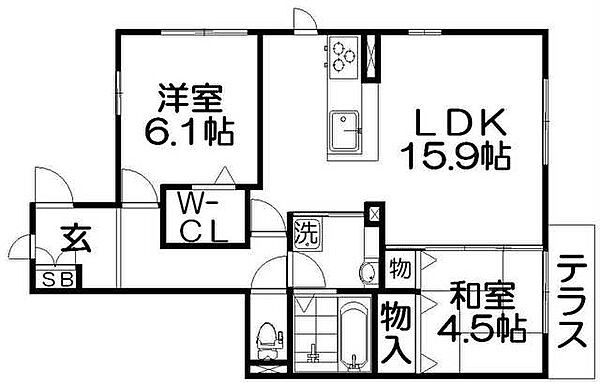 クレール桜木町 ｜大阪府枚方市香里園桜木町(賃貸アパート2LDK・1階・65.33㎡)の写真 その2