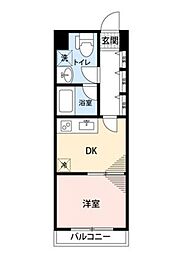 二子相原ビル 1DKの間取図画像