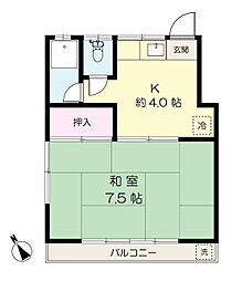 コーポ吉田 2階1Kの間取り